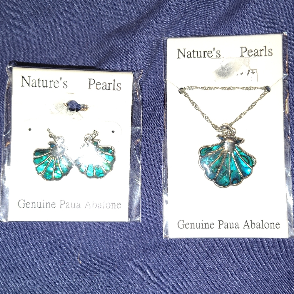 Abalone Jewelry Set - Silver and Blue